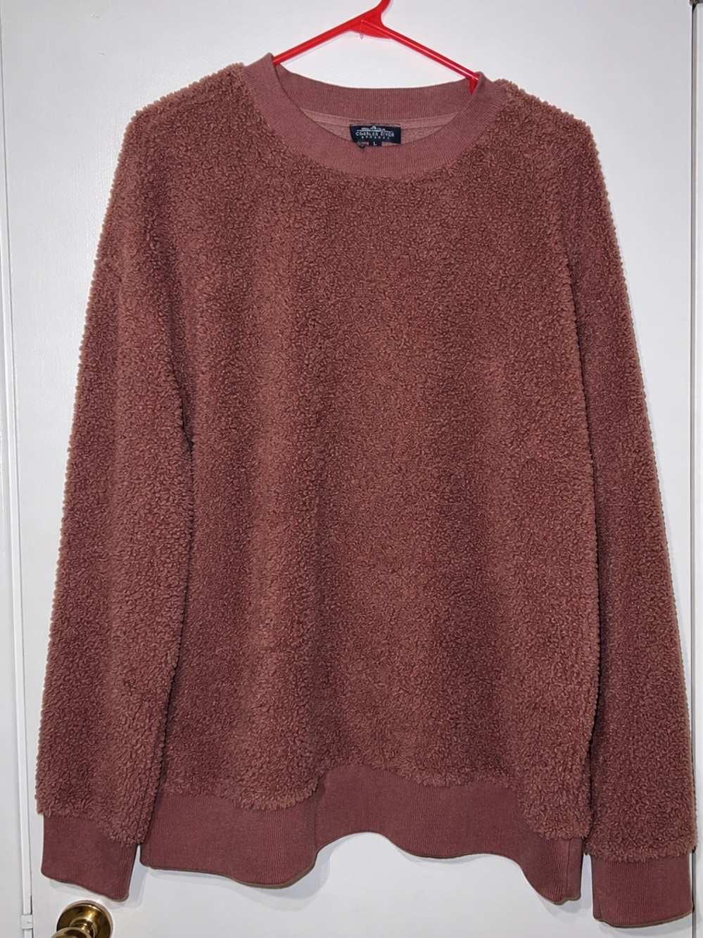 Charles River Apparel Cozy Faux-Sherpa Crewneck Sweatshirt - Mauve